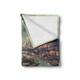 thumbnail image 2 of London Soft Flannel Fleece Throw Blanket, Panoramic Picture of Thames River and Tower Bridge Famous Cityscape, Cozy Plush for Indoor and Outdoor Use, 60" x 80", Almond Green Orange, by Ambesonne, 2 of 6