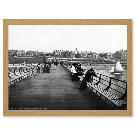 Vintage Victorian Photo Hunstanton From Pier England UK Artwork Framed Wall Art Print A4