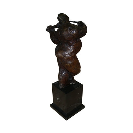Botero style lady plays violin - Bronze Statue -  Size: 9"L x 6"W x 21.5"H.
