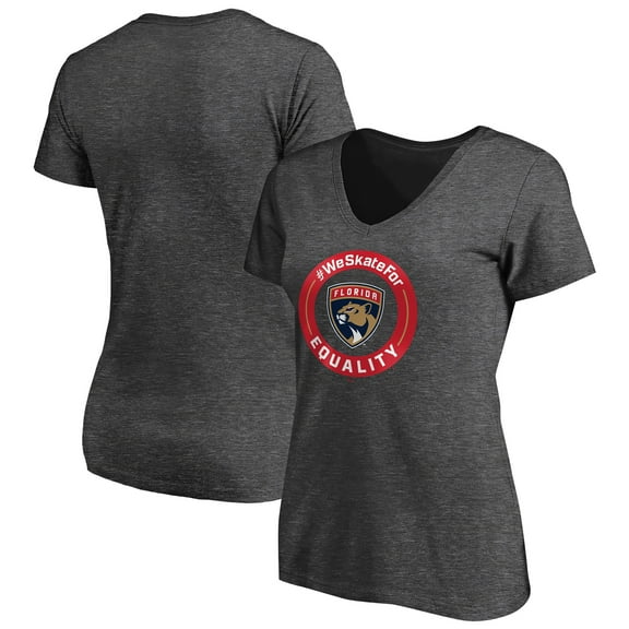 Women's Heather Gray Florida Panthers #WeSkateFor V-Neck T-Shirt
