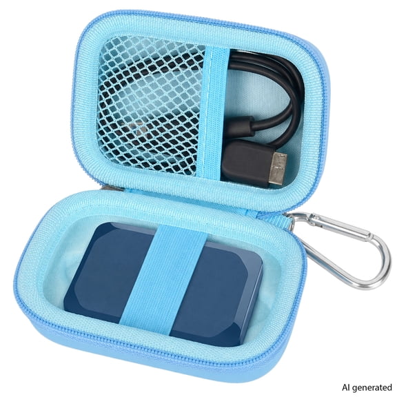 Fleurvie Carrying Case Compatible with Crucial X10/ X9 Pro 4TB Portable SSD, External Solid State Drive Hard Storage Holder Bag (Box Only) (Blue)