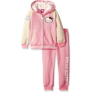 Hello Kitty Little Girls' 2 Piece Hooded Fleece Active Clothing Set, White Hoodie Outfit, Clothes for Little Girls