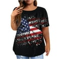 thumbnail image 2 of Patlollav July 4Th Tshirt For Women Plus Size Short Sleeve Tops Stripe Print Oversize Blouses Independence Day Round Neck Tee Shirt, 2 of 6