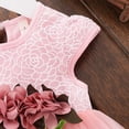 thumbnail image 2 of Kids Girls Dress Summer Short Sleeve Round Neck Mesh Splice Irregular Hemlines Flower Dress Cute Dresses for Girl, 2 of 7