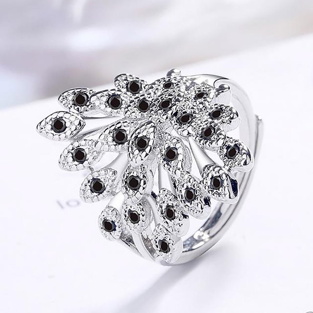 Anillo ajustado con apertura de anillo estilo diamante pavo real creativo a la moda para mujer Wmkox8yii fajkfhkj2384