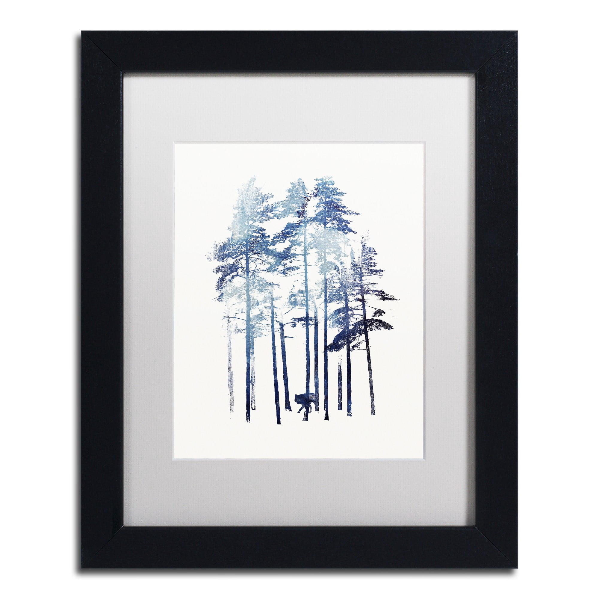 Winter Wolf' Canvas Art by Robert Farkas, White Matte, Black Frame