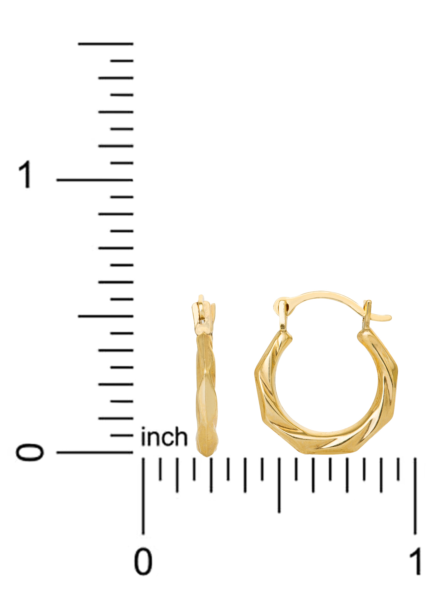 Brilliance Fine 14K Yellow Gold Ribbed Hoop Earrings photo 3