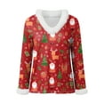 thumbnail image 4 of zaveiop Christmas Sweaters for Women Waffle Light Tree Star Snowflake Printed Fluffy Fuzzy V Neck Long Sleeve Shirts (Z4-Watermelon Red, M), 4 of 4