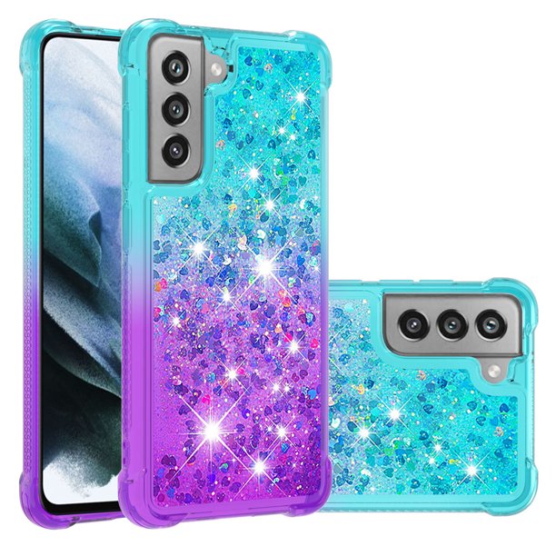 Funda para Samsung Galaxy S21 FE 5G Transparente con Brillos Carcasa Protectora Antigolpes con Glitter Brillante