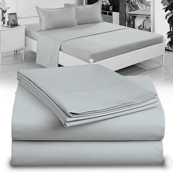 Crescent Bedding Micro Fiber Silver Grey Sheet Set - Soft and Comfy - By 100% Satisfaction Guarantee (Twin XL, Light Grey)