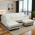 thumbnail image 2 of MAYEERTY PU Synthetic Leather 3-Piece Couch Living Room Sofa Set，White And Black, 2 of 7