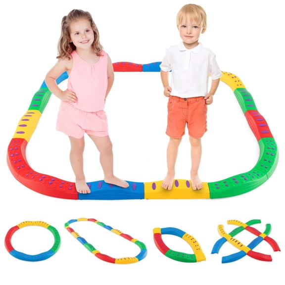 Demi Bonn Wavy Balance Beam, 20-Piece DIY Assembly Set, Non-Slip Surface, Stackable for Storage, Multicolor