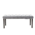 thumbnail image 5 of GZXS 45.28" Velvet Upholstered Bench with Rubberwood Legs, Soft Button-Tufted Padded Seat, for Entryway/Bedroom/Dining Room, Supports up to 330 lbs (Light Gray), 5 of 9