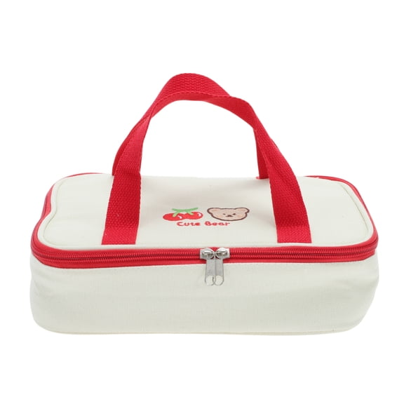 Unique Bargains 1 Pc Durable Thickened Lunch Bag Beige Red