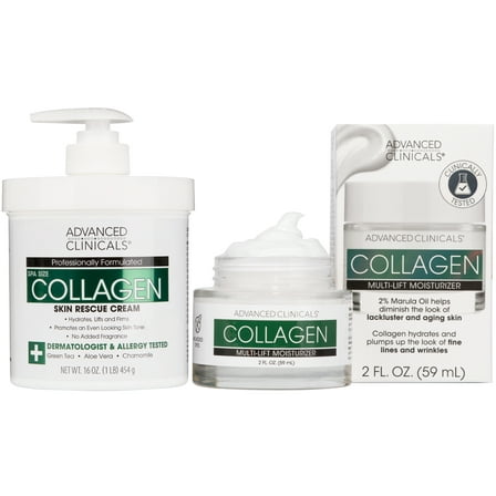 Advanced Clinicals Moisturizing Collagen Face Cream and Lifting Collagen Body Cream Bundle