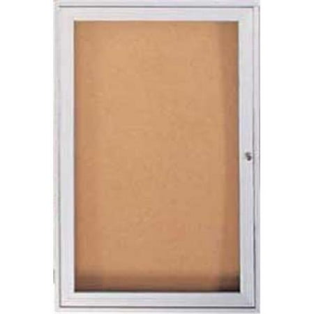1 Door Enclosed Natural - 36 in. x 24 in. 1-Door Satin Aluminum Frame Enclosed Bulletin Board - Natural Cork