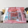 thumbnail image 1 of Balery Pastel Pink Beach Cafe Manta de Franela con Dibujo, Lujo Ultra Suave y Cálido, Antipelusa y Resistente a las Arrugas para Cama, Sofá, Camping -80"x60", 1 of 6