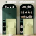 thumbnail image 4 of YOCWO Arched Over The Toilet Storage Cabinet with Carved Fluted Line, Storage Cabinet Over Toilet with 2 Doors and Open Shelf, Home Space Saver for Bathroom Laundry Room Living Room, Green, 4 of 9