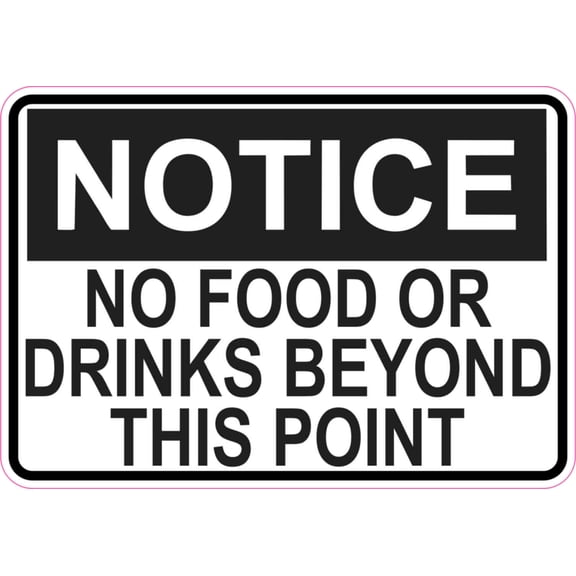 5in x 3.5in Notice No Food Or Drinks Sticker Vinyl Business Sign Stickers