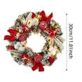thumbnail image 3 of 11.8'' Pre-Lit Christmas Wreath for Front Door with Lights, Large Lighted Outdoor Christmas Wreath with Pink Gold Xmas Balls & Bow for Home Porch Fireplace Window Holiday Wall Decor(Red), 3 of 6