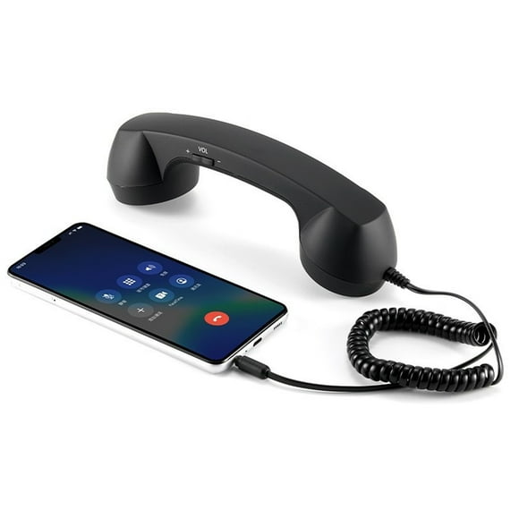 Injueey Actualización de teléfono retro de 3,5 mm para auriculares clásicos de 3,5 mm. Auricular de teléfono fijo estilo 3,5 mm Teléfono y Comunicación negro