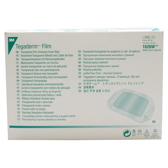 3M 1626W Tegaderm Transparent Film Dressing 4 in. x 4¾ in. (Pack of 50)
