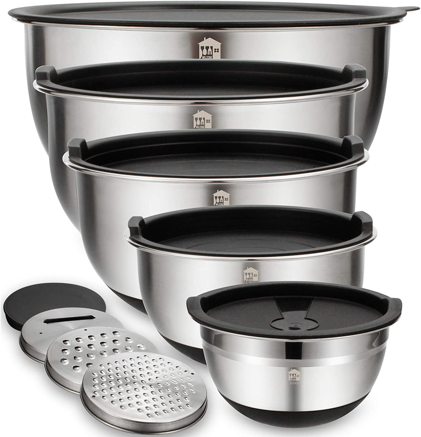 Stainless Steel Mixing Bowl Set of 5, from 4 to 12 , Non Slip Nesting  Storage Bowls, 5pc - Kroger