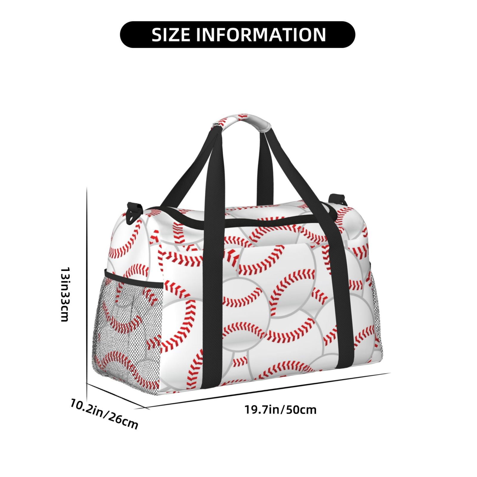 Hirioo Baseballs Hand Travel Bag for Men Women,Durable and Spacious Travel Bag with Multiple Pockets for Work, Travel, Weekend Getaways