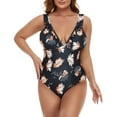 thumbnail image 4 of One Piece Swimsuit for Women Plus Size One-Piece Show Printing Wire Free With Pad Flowers Set, 4 of 7