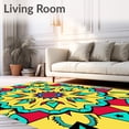 thumbnail image 2 of ODIKA 5'x7' Machine Washable Non-Slip Area Rug, Vintage Kaleidoscope Burst Featuring Prismatic Explosion High Traffic Rug with Pad, Yellow, 534651, 2 of 8