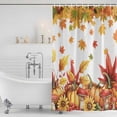 thumbnail image 3 of Maple Leaf Shower Curtain, Waterproof Shower Curtains for Bathroom, Thanksgiving Sunflower Pumpkin Mushroom Washable Fabric Bathtub Curtain Set Bath Decor with 12 Hooks Extra Long 72"x96", 3 of 8