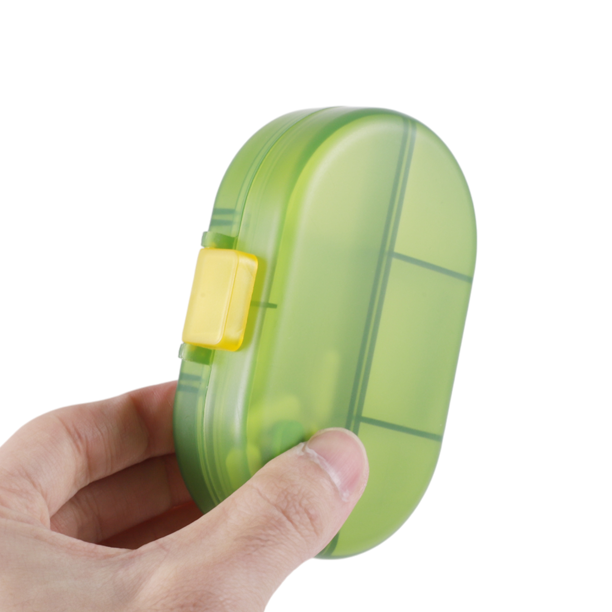Unique Bargains Lightweight 8 Grids Flip Up Double Layer Pill Case Clear Green