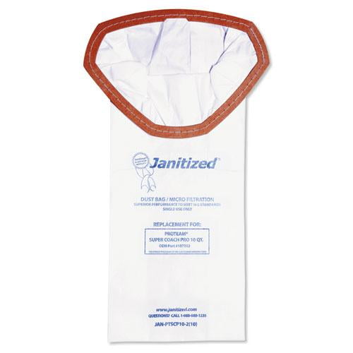 Janitized Vacuum Filter Bags Designed to Fit ProTeam Super Coach Pro, 10/PK, 10PK/CT