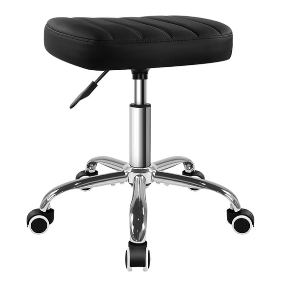 WIAIO Minimalist Square Swivel Stool with Wheel for Indoor Work SPA Shop Massage Height-Adjustable Backless Rolling Stool Chair, Black