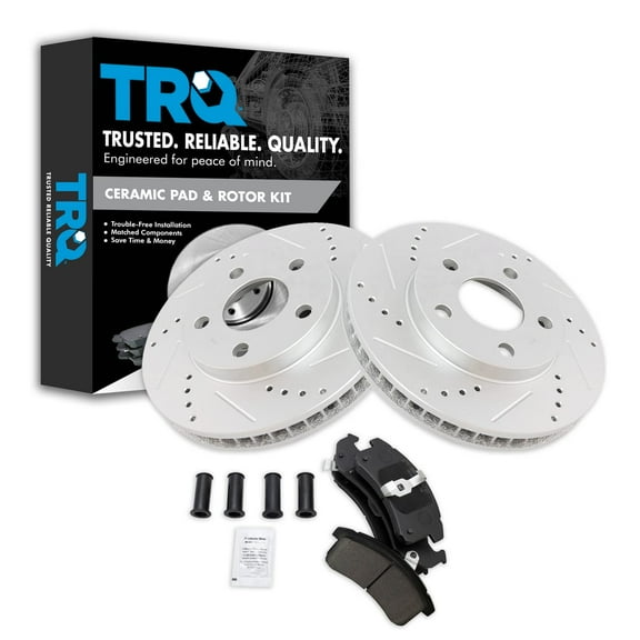 TRQ Front Performance Brake Pad & Rotor Kit Brake Pads Brake Rotors Set Ceramic Premium G-Coated Fits Select 1996-1999 Buick LeSabre 1998-1999 Oldsmobile 88 Pontiac Bonneville