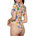 thumbnail image 3 of Naloa Groovy Daisy Flowers Women's Short-Sleeved Onesie, One-Piece Swimsuit for Parties, dates, clubs - X-Large, 3 of 9