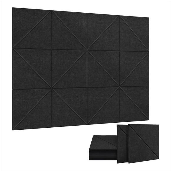 Paquete de 12 Paneles AcúSticos, Paneles Decorativos de InsonorizacióN de 12 X 12 Pulgadas, Paneles AcúSticos de Pared y Techo Negros
