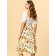 thumbnail image 4 of Falda a Media Pierna Allegra K con abertura En la Cintura y Estampado floral para Mujer Amarillo XL, 4 of 5