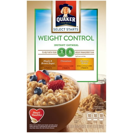 Quaker Maple & Brown Sugar, Cinnamon, Banana Bread Flavor Variety Instant Oatmeal Weight Control 12.6 oz. Packets