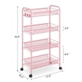 thumbnail image 2 of Carrito utilitario rodante TOOLF de 4 niveles, metal rosa, con 3 ganchos, 2 of 7