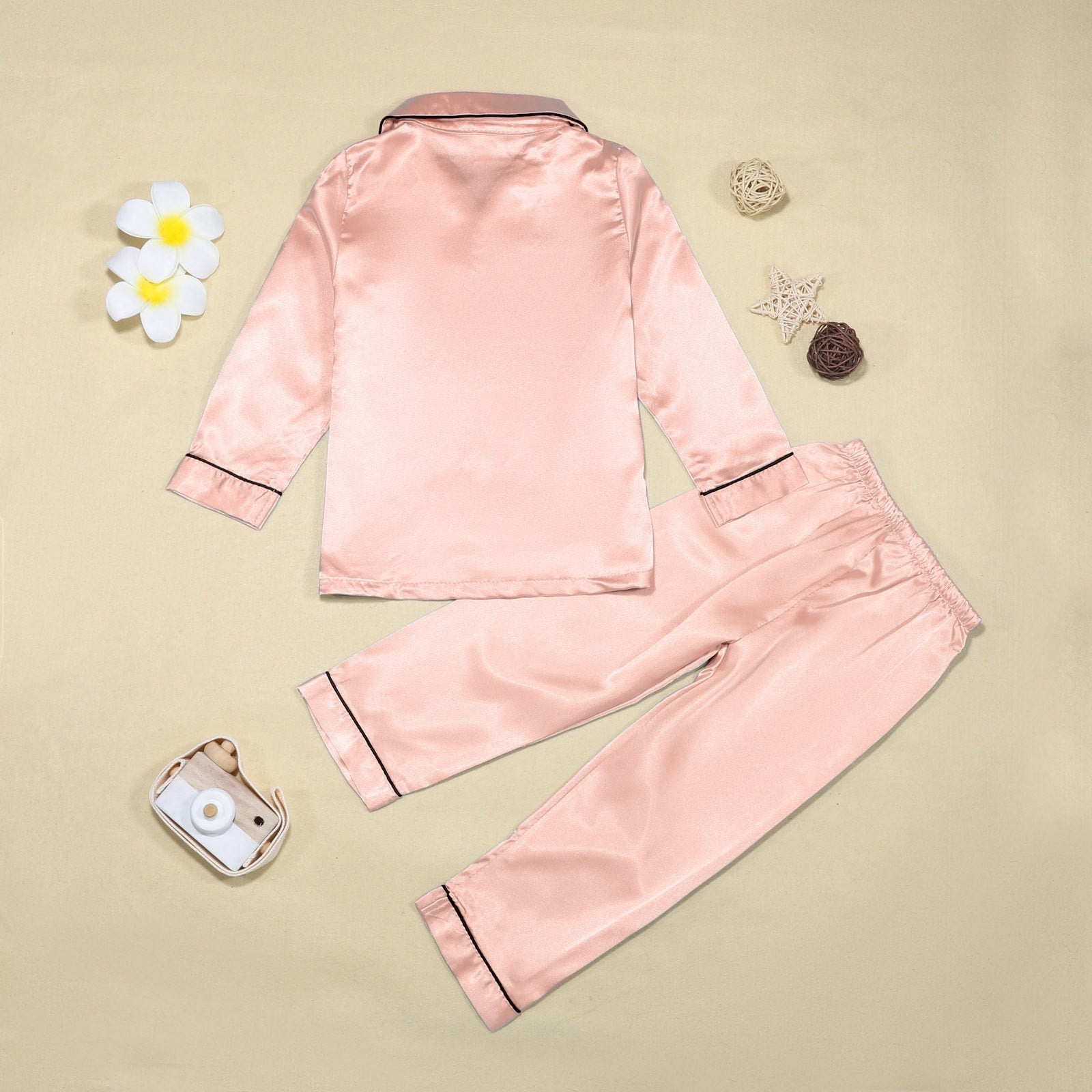 Ensemble Pyjama Satin Enfant Fille Et Garçon - Chemise De Nuit Boutonnée Et Pantalon Long