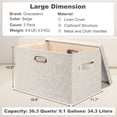 thumbnail image 2 of Graciadeco Large 17" 36 Quart Collapsible Stackable Storage with Lids, 3 Packs Beige Linen Fabric Closet Boxes with Lids, Storage Cube Baskets Container Organizers for Bedroom Office(17 x12 x11) C104, 2 of 3