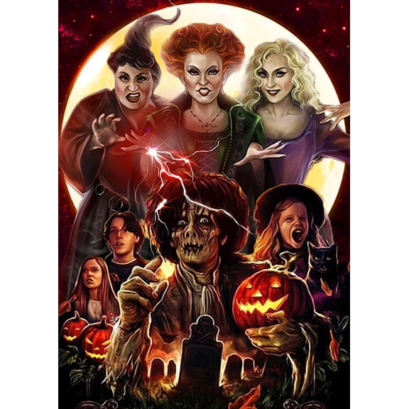 Witch Diamond Art Kits for Adults, Halloween Horror art Diamond Painting Kits for Beginner DIY 5D Full Drill Diamond Dots Crafts for Home Wall Decor Gifts 12x16 Inch