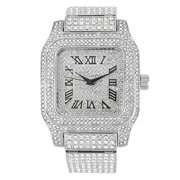 Charles Raymond Bling-ed Out Biggie Square Hip Hop Iced Out Watch You Will Hypnotize in a Crystal Watch - 0513Sq (Silver Black R# Cuban)