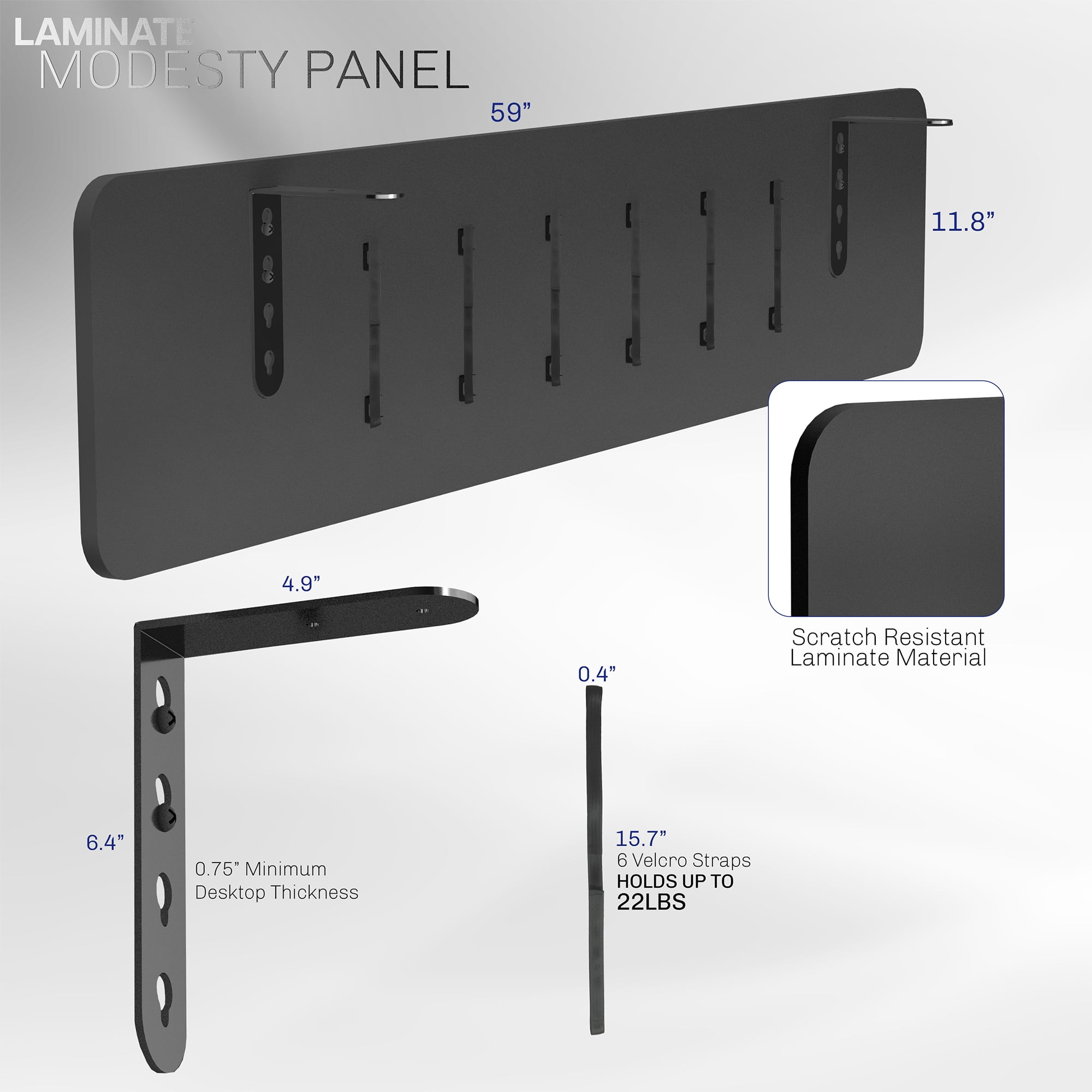 VIVO Black 59" x 12" Laminate Modesty Panel for Office Desk