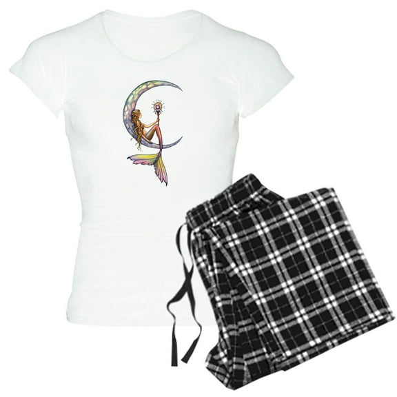 CafePress - Mermaid Moon Fantasy Art Pajamas - Women's Short Sleeve Print T-Shirt and Pants Light Cotton Pajama Set