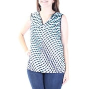 NINE WEST $59 Womens New 8598 Purple Black Geometric V Neck Sleeveless Top S B+B