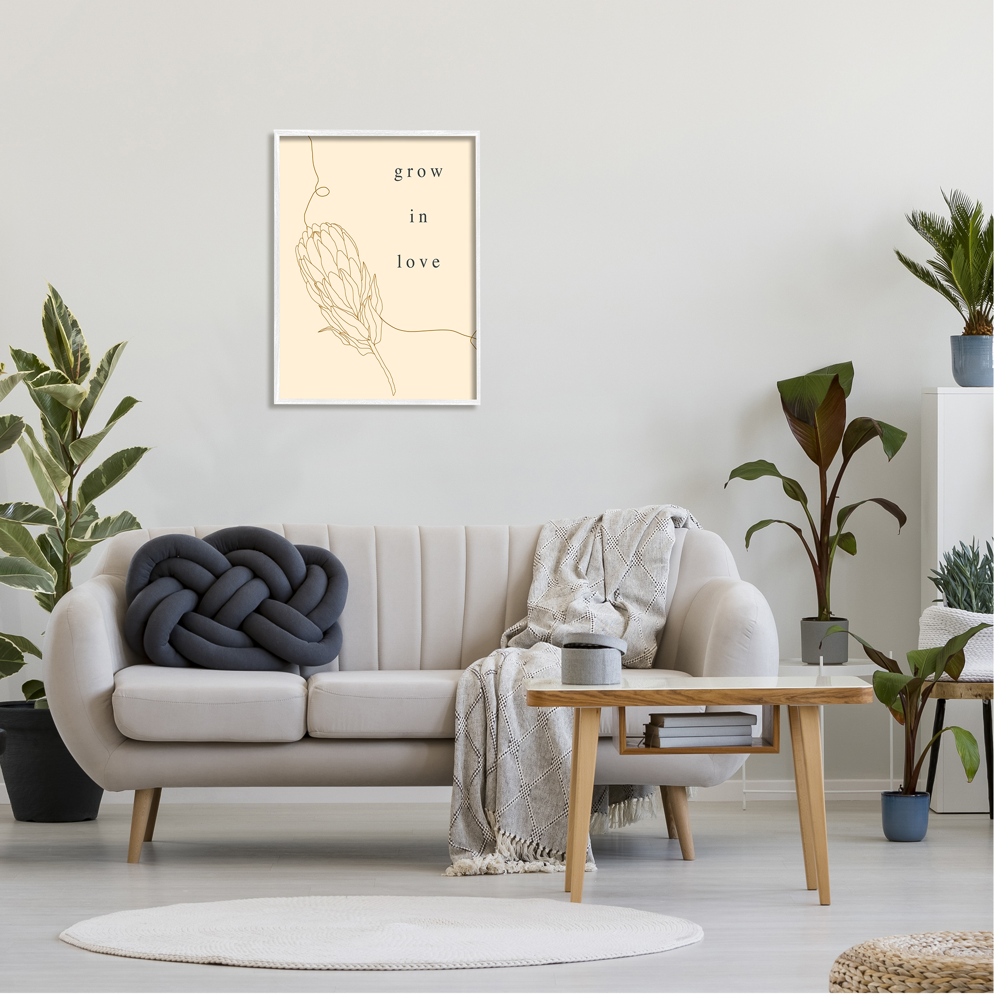 Stupell Industries Grow In Love Quote Plant Blossom Line Drawing Framed Wall Art, 24 x 30, Design by Lil' Rue
