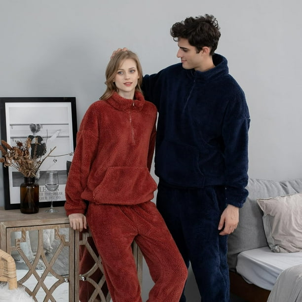 Pijamas para Mujer Conjunto de 2 Pijamas con Camiseta y Pantalones Largos Traje de Ocio de Forro Polar Ropa de Dormir de Franela acogedora y calida Pijamas para Mujer Walmart en linea