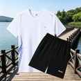 thumbnail image 2 of PIWHJQK Men Short Sleeve Shorts Athletic Tees Set Men's Colorblock Gradient Short Sleeve Shorts Casual Workout Set Men Outfit Sets, 2 of 6